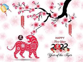 Happy Chinese new year 2022 - year of the Tiger. Lunar New Year banner design template. vector