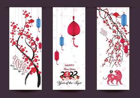 Happy Chinese new year 2022 - year of the Tiger. Lunar New Year banner design template. vector