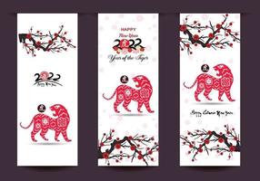 Happy Chinese new year 2022 - year of the Tiger. Lunar New Year banner design template. vector