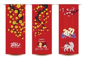 Happy Chinese new year 2022 - year of the Tiger. Lunar New Year banner design template. vector