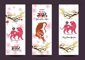 Happy Chinese new year 2022 - year of the Tiger. Lunar New Year banner design template. vector