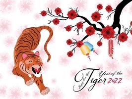 Happy Chinese new year 2022 - year of the Tiger. Lunar New Year banner design template. vector