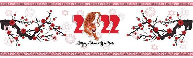 feliz año nuevo chino 2022 - año del tigre. Plantilla de diseño de banner de año nuevo lunar. vector