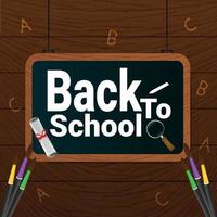 Creative equipment of back to school with blackboard vector