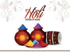 Happy holi celebration greeting card vector