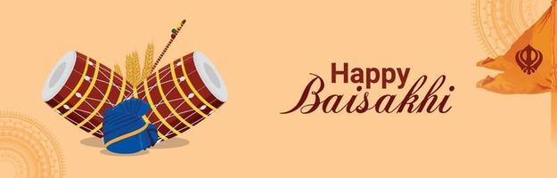 Happy vaisakhi flat design or banner concept vector