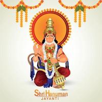 celebración de hanuman jayanti con ilustración de lord hanuman vector