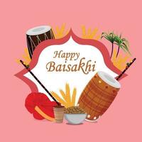 Flat design happy vaisakhi design template and wallpaper vector
