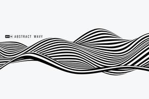 Abstract black and white stripe line wavy pattern element cover background. illustration vector eps10