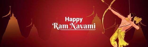 Creative banner of happy ram navami with creative illustration vector