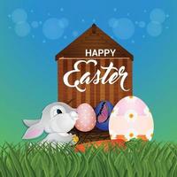 Happy easter greeting card and background vector