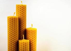Beeswax candles with copy space photo