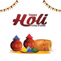Flat design of happy holi with illustration and background vector