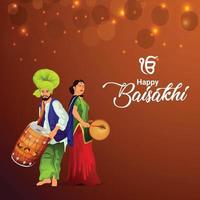 feliz festival vaisakhi punjabi con ilustración vector