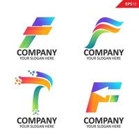 Collection Colorful initial F letter logo design template vector