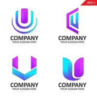 Collection Colorful initial U letter logo design template vector