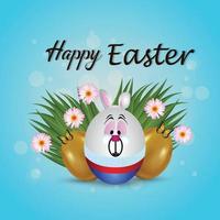 Happy easter day greeting card with colorful easter eggs vector