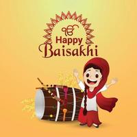 Happy vaisakhi sikh festival with creative illustration vector