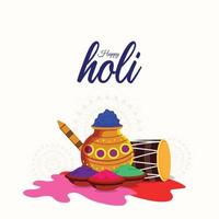 concepto de diseño plano feliz holi y con colorido color gulal vector