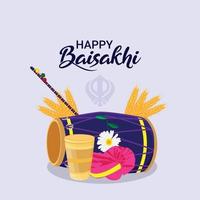 Happy vaisakhi sikh festival flat design concept and background vector