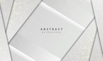 Textura de lujo y concepto moderno con decoración de elementos de puntos de brillos plateados. Fondo abstracto blanco con capas superpuestas de formas de papel.