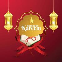 Ramadan kareem or eid mubarak islamic festival celebration greeting card vector