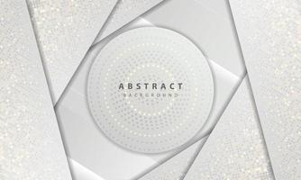 Textura de lujo y concepto moderno con decoración de elementos de puntos de brillos plateados. Fondo abstracto blanco con capas superpuestas de formas de papel. vector