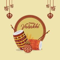 Flat vector illustration of happy vaisakhi background