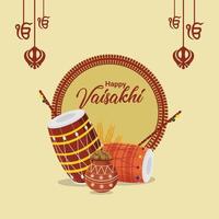 Ilustración de vector plano de fondo feliz vaisakhi