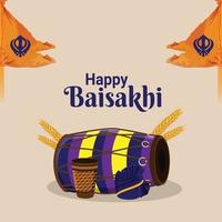 Flat vector illustration of happy vaisakhi background