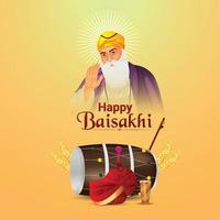 Happy vaisakhi flat design concept with vector illustartion and background