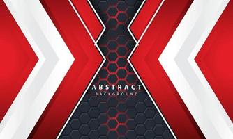 3D abstract red light hexagonal background with red and white frame shapes. vector