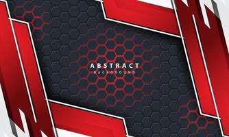 3D abstract red light hexagonal background with red and white frame shapes. vector