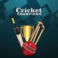 Live cricket with stadium background with cricket equipment vector