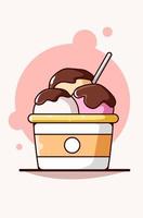 sweet ice cream cup cartoon illustration vector