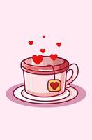 Heart tea cartoon kawaii illustration, valentine's day vector