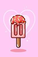 Ice cream in valentine's day cartoon illustration vector