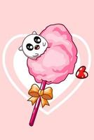 A cute candy on cotton candy on valentine's day vector