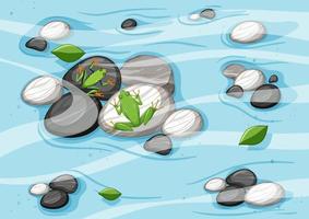 Top view of river scene with frogs vector