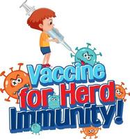 vacuna para la fuente de inmunidad de grupo con un niño sosteniendo una jeringa