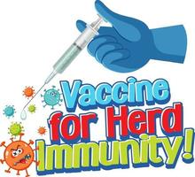 Vaccine for Herd Immunity font with hand holding a syringe vector