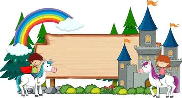 Empty banner with fairy tale cartoon character and elements isolated vector