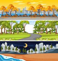 Set of different nature horizontal scenes vector