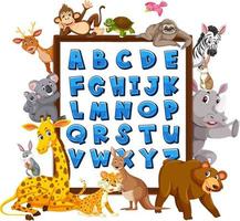 A-Z Alphabet board with wild animals vector