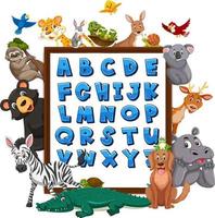 A-Z Alphabet board with wild animals vector