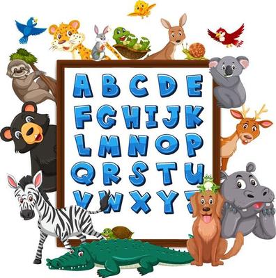 A-Z Alphabet board with wild animals