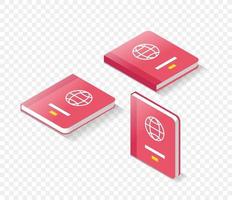 Passport. Comic style isometric vector illustration isolated on transparent background