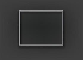 Blank silver frame on a black wall. Template for text vector