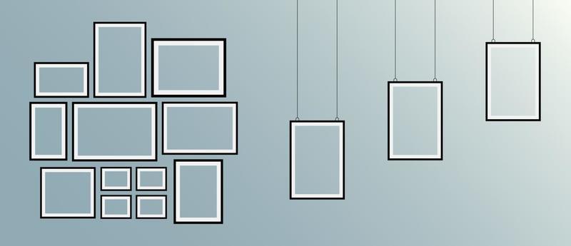 Set of realistic black picture frames