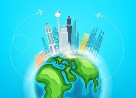 Travel destination concept with buildings vector